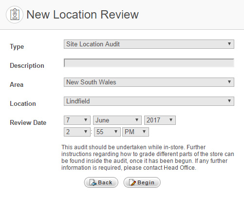 Starting a Location Review