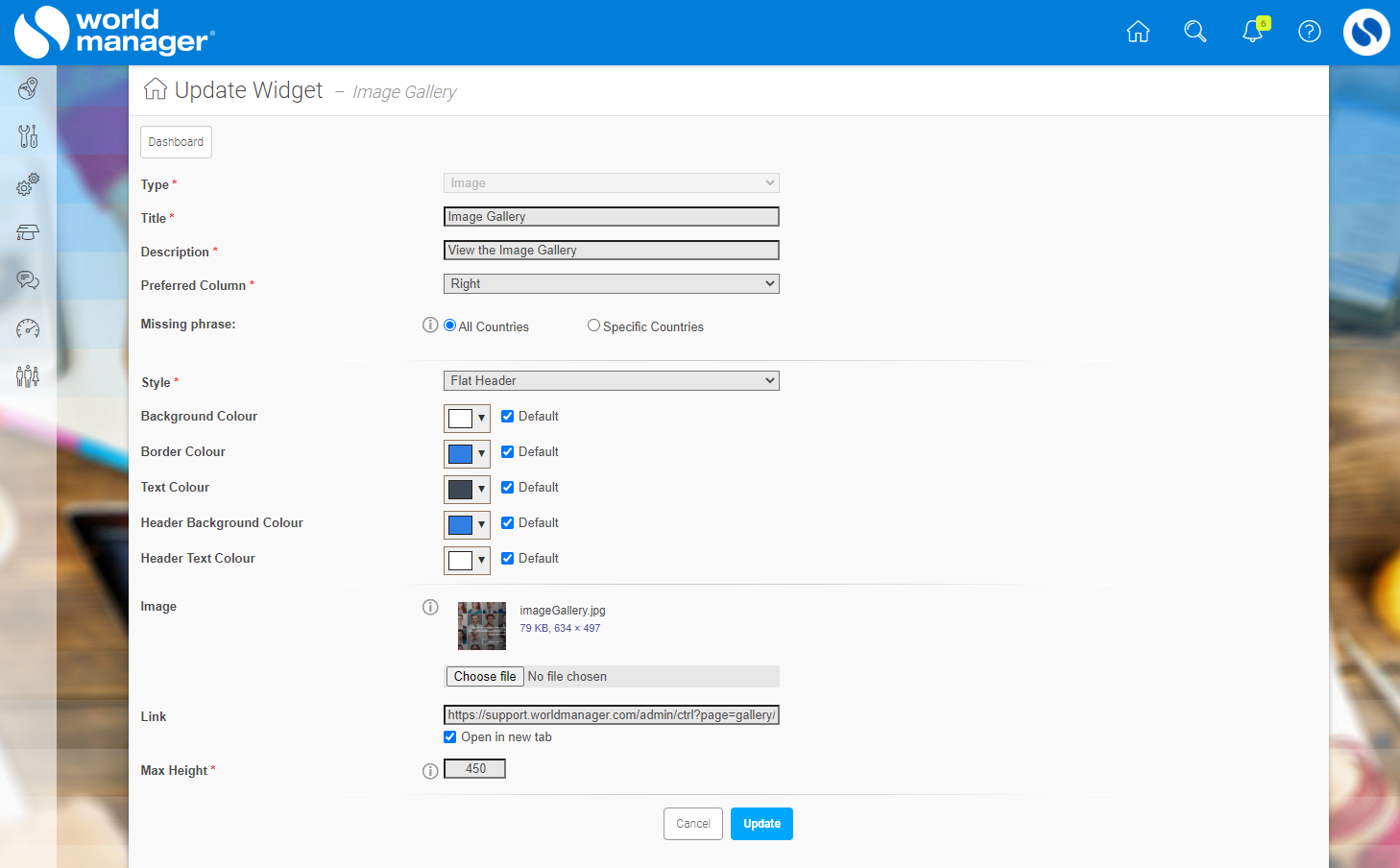 In this example, we have used an image with a link to the Image Gallery tool