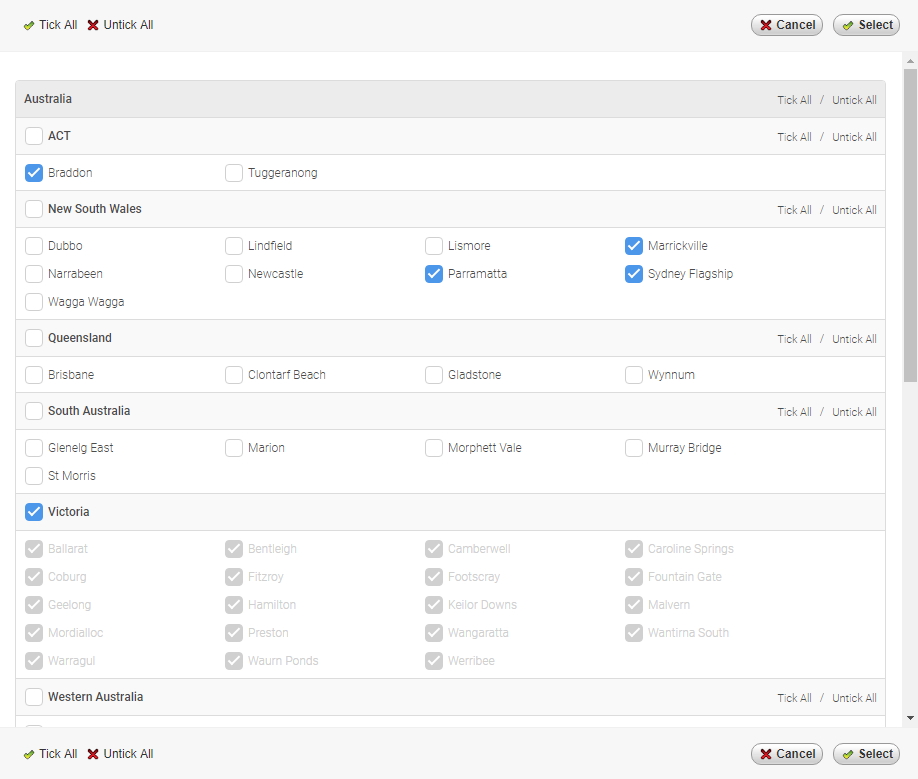Example Location targeting