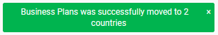 Example confirmation message of folder that was moved to multiple (2) countries