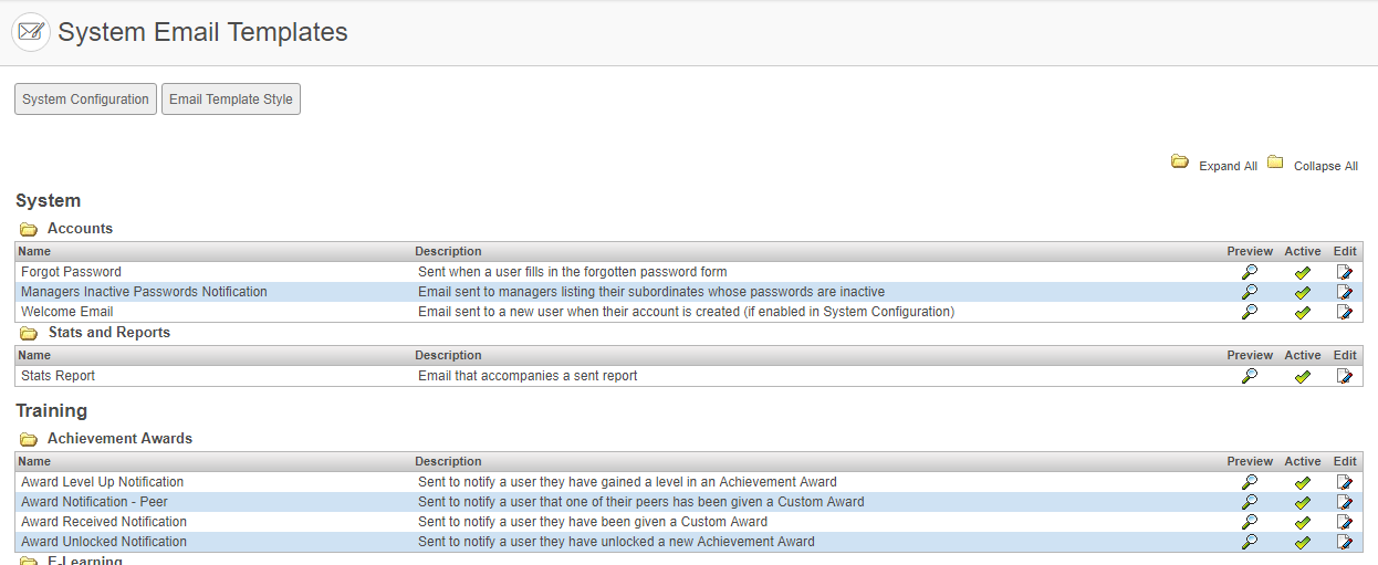 System Email Template Management