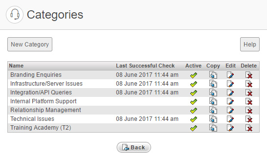 Example Categories page