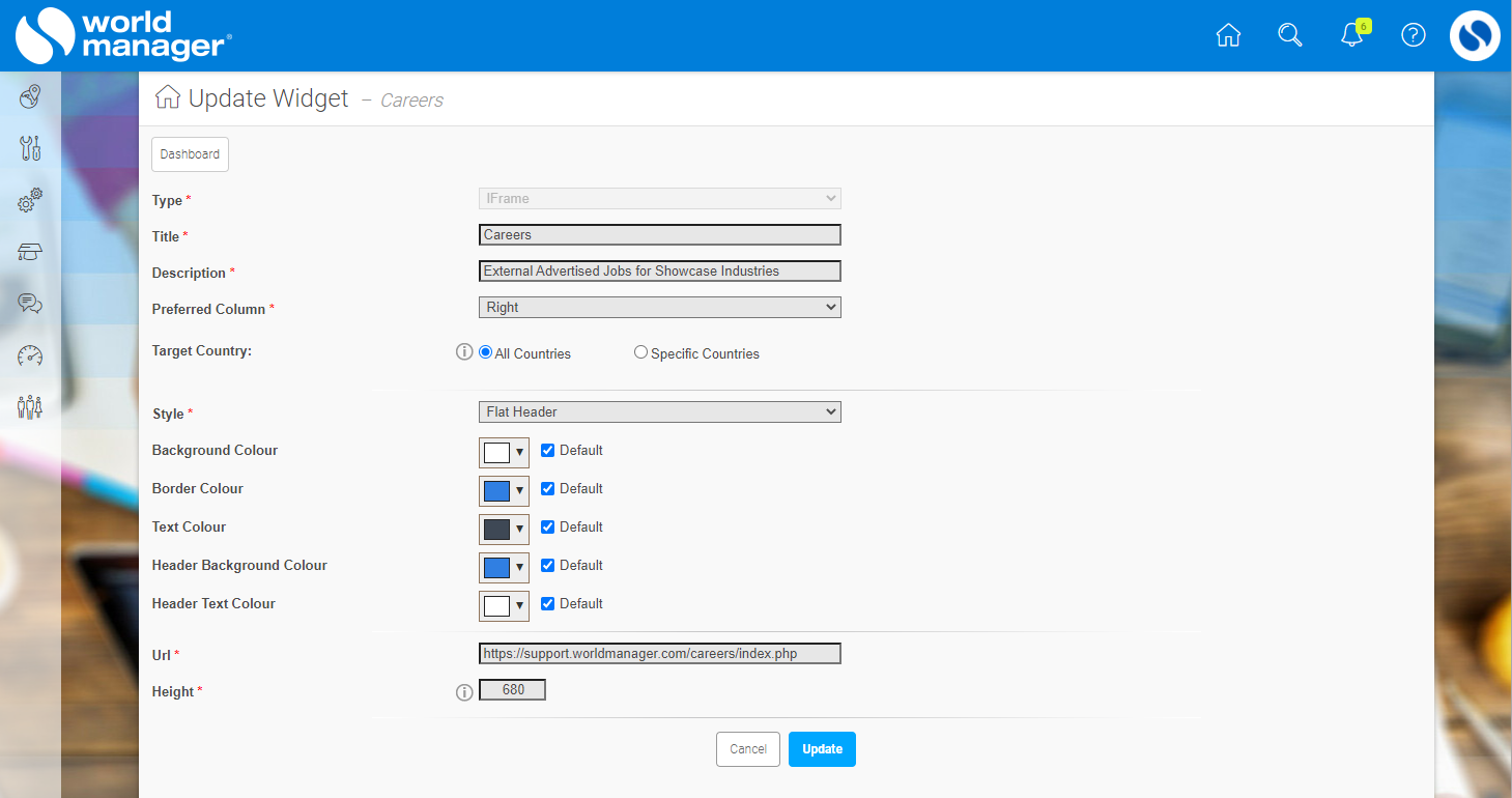 In this example, we have used the platform's Careers Site URL
